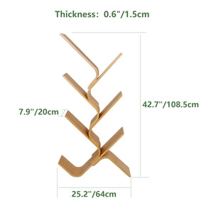 NA Modernes Bücherregal mit 6 Ebenen, Bambusbaum, kreatives gebogenes stehendes Bücherregal