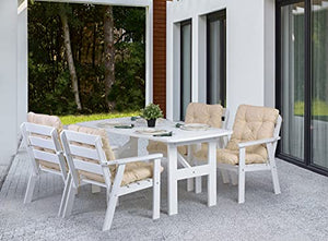 Wood Furniture Atlanta Outdoor Esszimmerstuhl mit Kissen, 2er Set (weiß + beige)